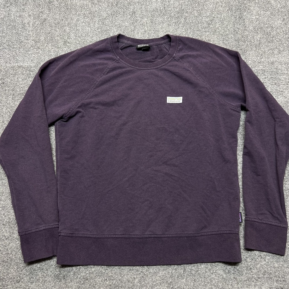 Patagonia Sweatshirt Womens Medium Purple Organic Cotton Crewneck Pullover Logo